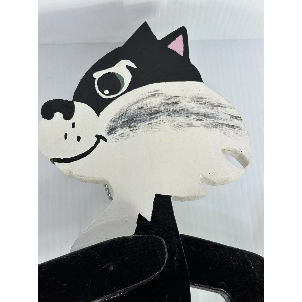 VTG Folk Art Wooden Whirligig Sylvester The Cat Cartoon Looney Tunes Yard Art